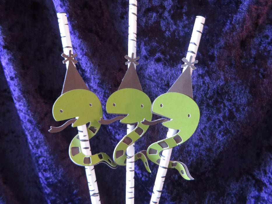 Snake on a Birch straw Cupcake Toppers - choose your colors - set of 12